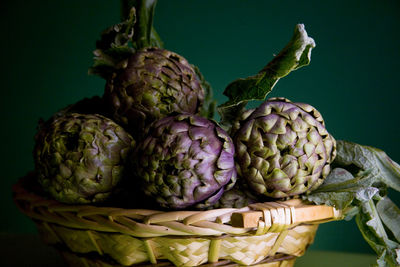 Close-up of artichoke on table