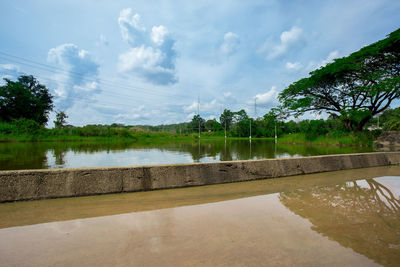 Scenic view of lake against sky