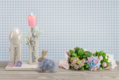 View of small flowers on table