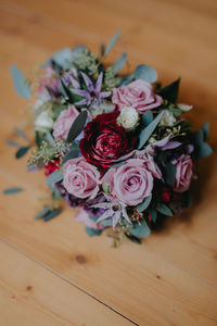 Close-up of bouquet on table