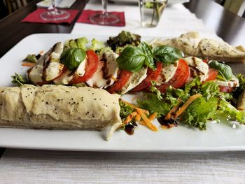 Close-up of food in plate on table