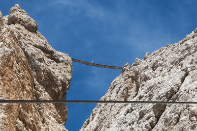 Low angle view of rock formation against sky