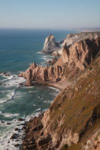 Scenic view of sea against clear sky