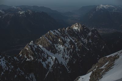 Scenic view of snow covered mountains