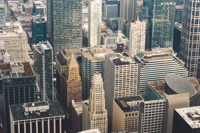 High angle view of buildings in city