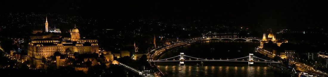 Illuminated cityscape at night