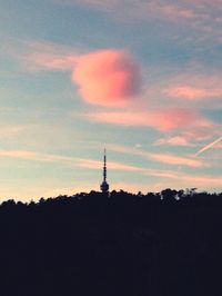 Communications tower at sunset