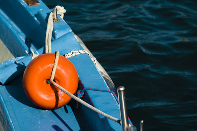 Cropped image of boat in sea