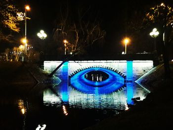 Illuminated water at night