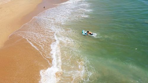 High angle view of man in sea