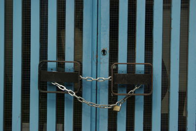 Close-up of closed metal door of building