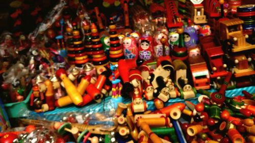 Close-up of toys for sale in market