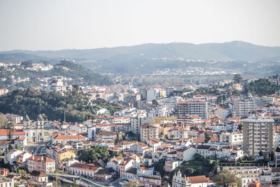 High angle view of townscape against sky