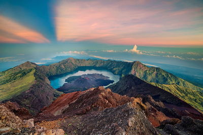 Aerial view of dramatic sky over landscape