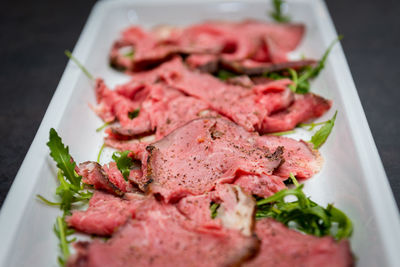 Close-up of meal served in plate