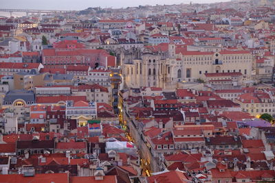 High angle view of buildings in city