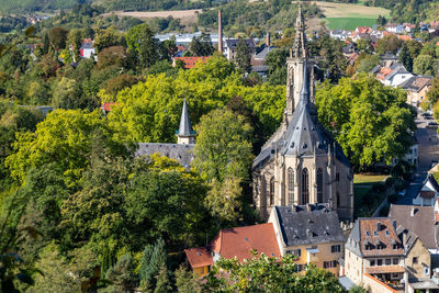 High angle view at the schlosskirche in meisenheim