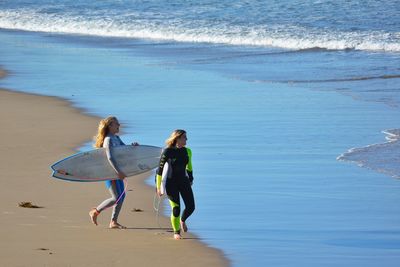 Full length of friends on beach