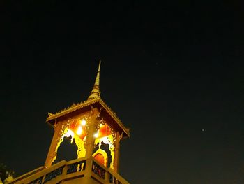 Low angle view of illuminated building at night