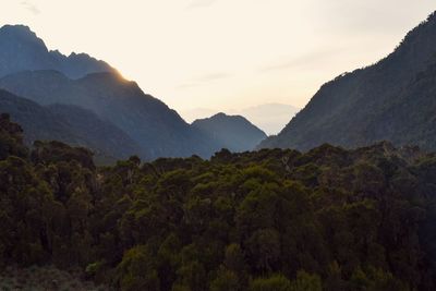 Scenic view of mountains at sunset at rwenzori mountains 