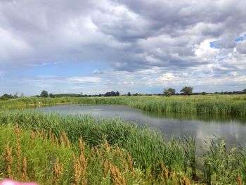 Scenic view of lake against sky