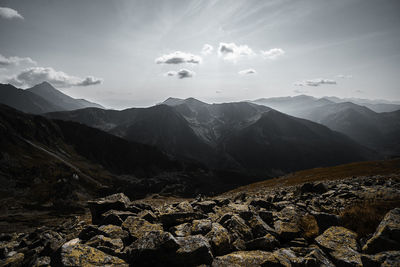 Scenic view of mountains against sky