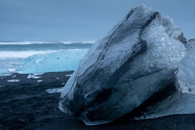 Icebergs in the glacier lagoon of joekulsarlon, winter in iceland, europe