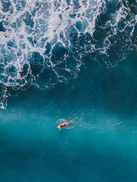 High angle view of person swimming in pool