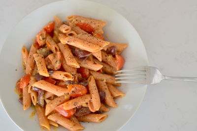 High angle view of meal served in plate