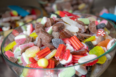 Close-up of chopped vegetables in bowl