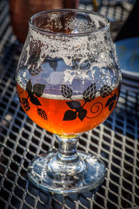 Close-up of beer in glass