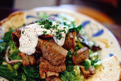 Detail shot of food in plate