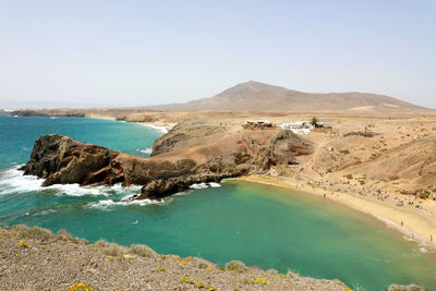 Scenic view of sea against clear sky