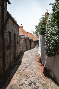 Footpath amidst buildings against sky