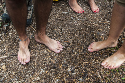 Low section of people standing on land
