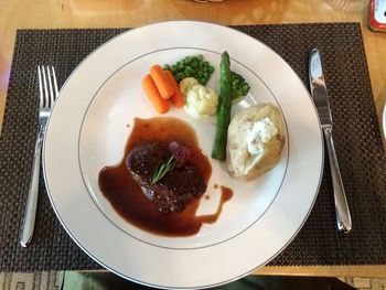 Close-up of food served in plate