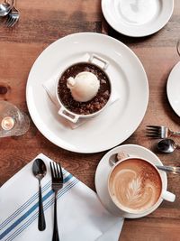 High angle view of coffee on table