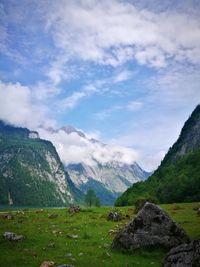 Scenic view of mountains against sky