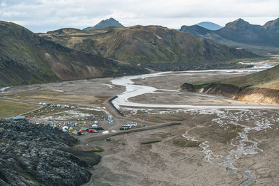 Tent city from brennisteinsalda mountain