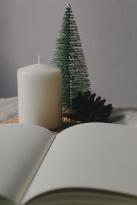 Close-up of christmas decorations on table