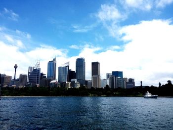 City skyline with river in background