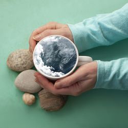 Close-up of man holding ice cream