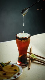 Close-up of drink on table