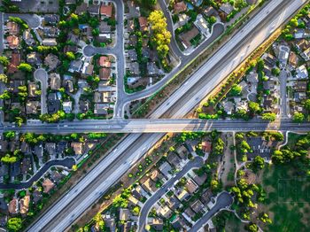 High angle view of traffic on road