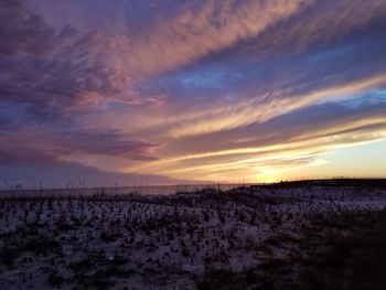 Scenic view of field against sky during sunset