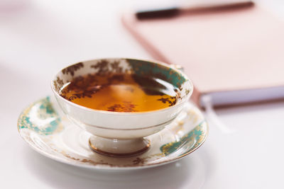 Close-up of tea in cup