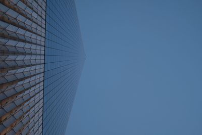 World trade center complex in manhattan new york city. skyward abstract view of modern skyscraper