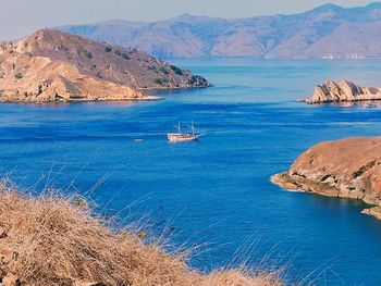 Scenic view of sea and mountains