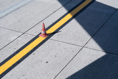 High angle view of yellow road