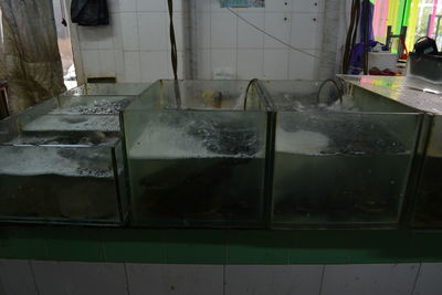 Close-up of abandoned container in kitchen